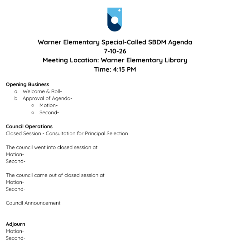 Meeting Agenda