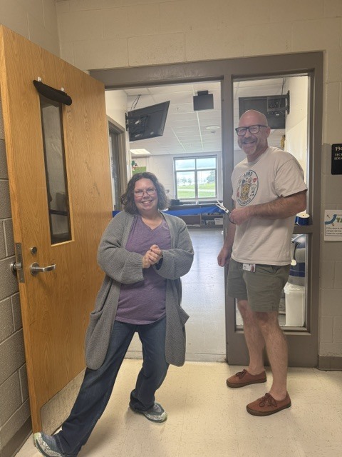 Mr. Bodle's ribbon cutting ceremony, alongside Mrs. Tidei.