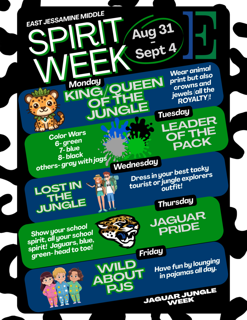 Flier outlining EJMS’s Spirit Week themes.