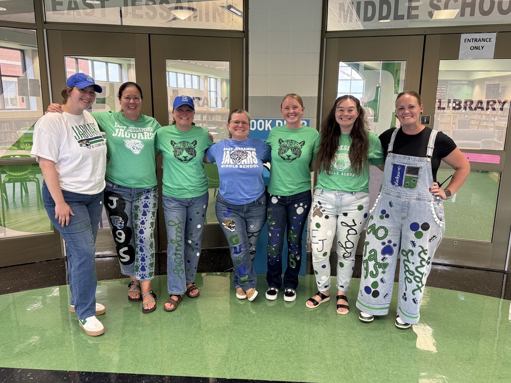 Teachers decked out in their best Jaguar swag!