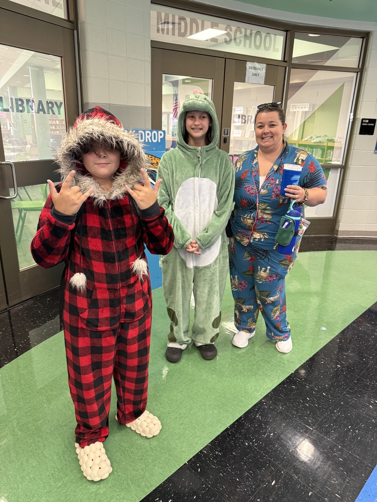 Mrs. Becknell and our students went extra hard for PJ day!