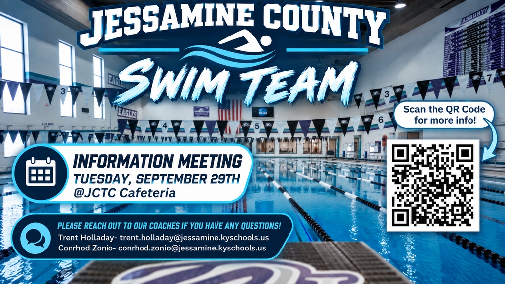 JCS Swim Team informational meeting info, with meeting date set for 9/29/26.