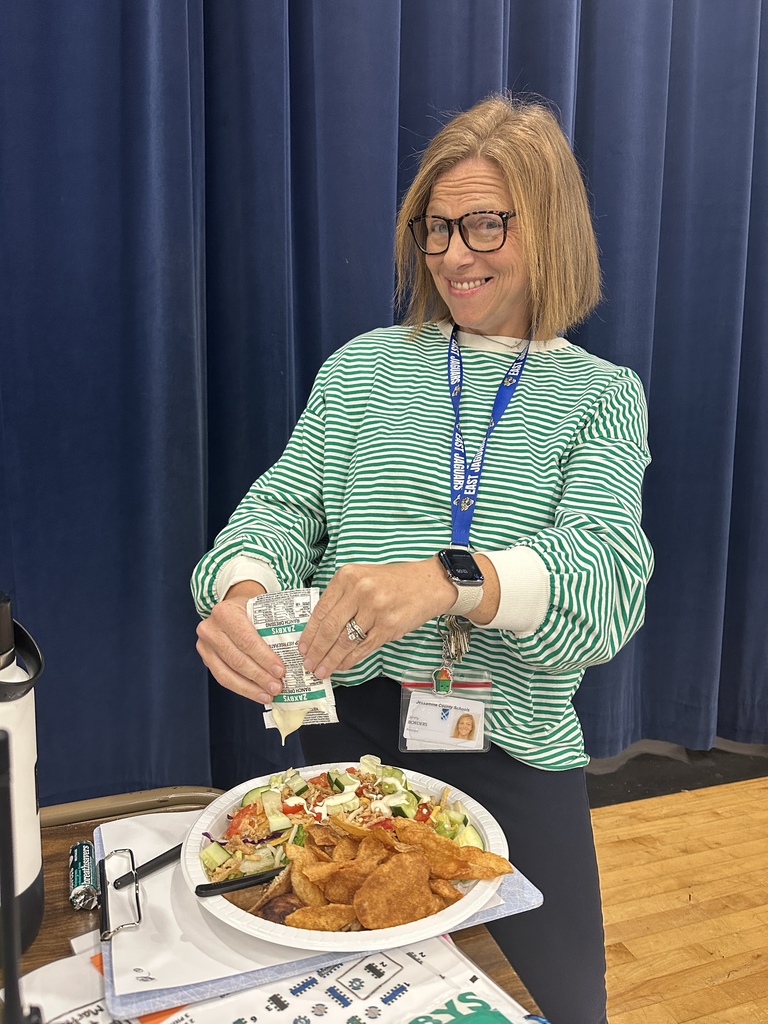 Mrs. Borders, enjoying Zaxby's for the Athletic Advisory Committee meeting!