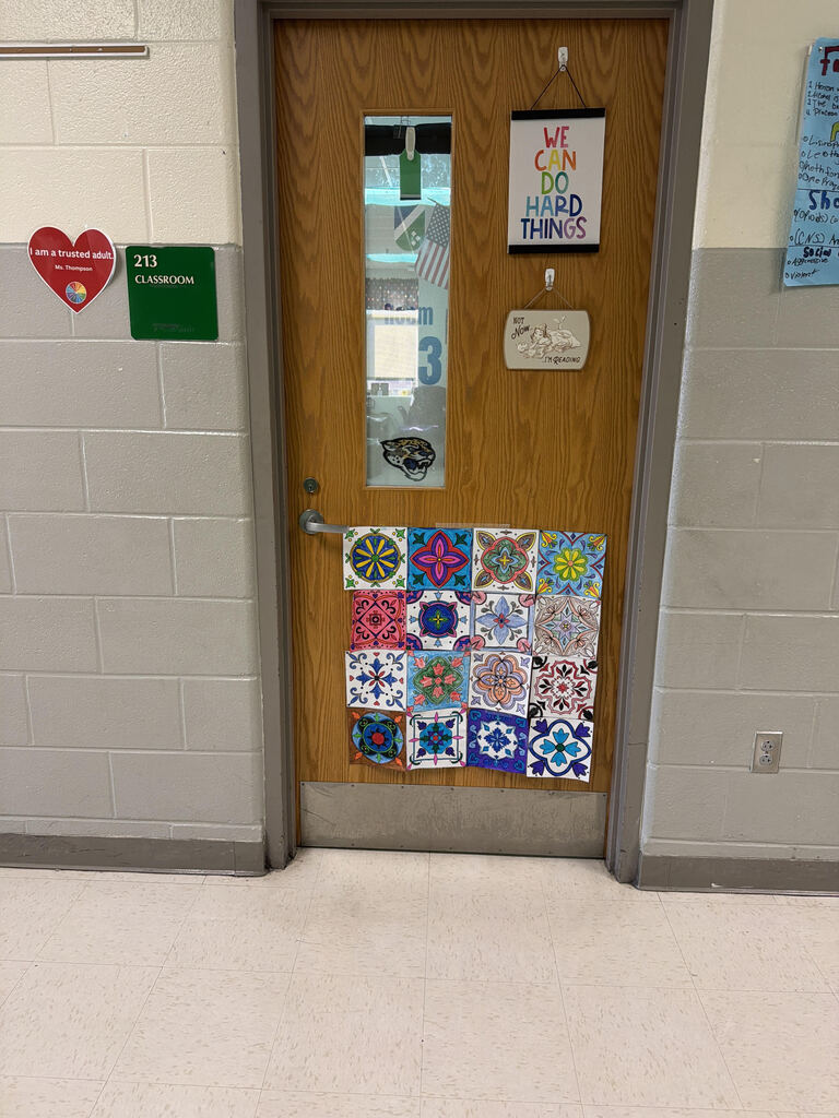 Mrs. Thompson's class created Talavera squares to celebrate Hispanic Heritage Month.