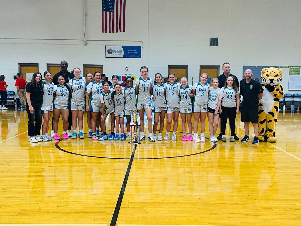 EJMS 7th grade girls basketball celebrating their Salt River Conference win!