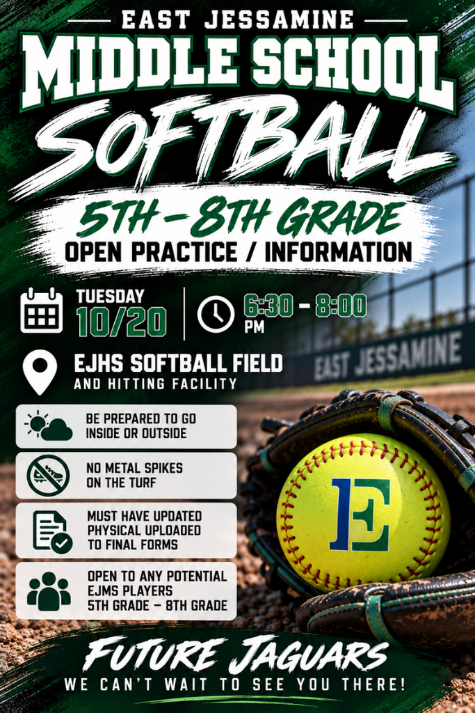 EJMS Middle School softball open field dates and times.
