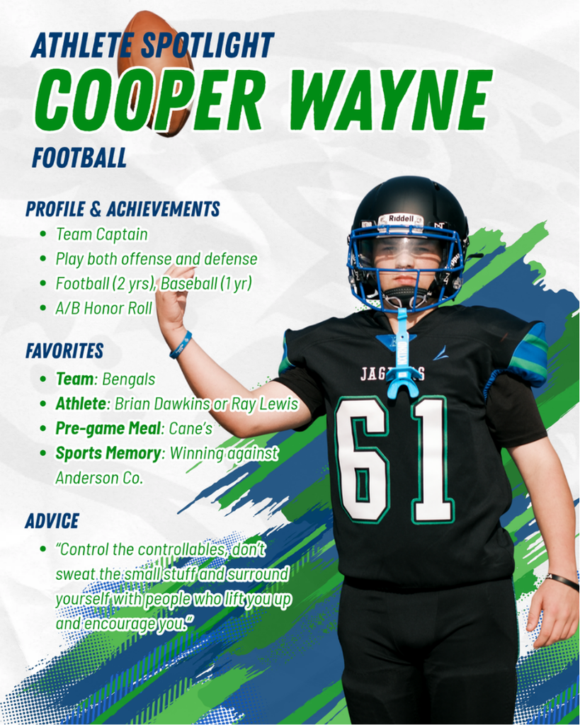 Cooper Wayne has been chosen for this week's athlete spotlight!