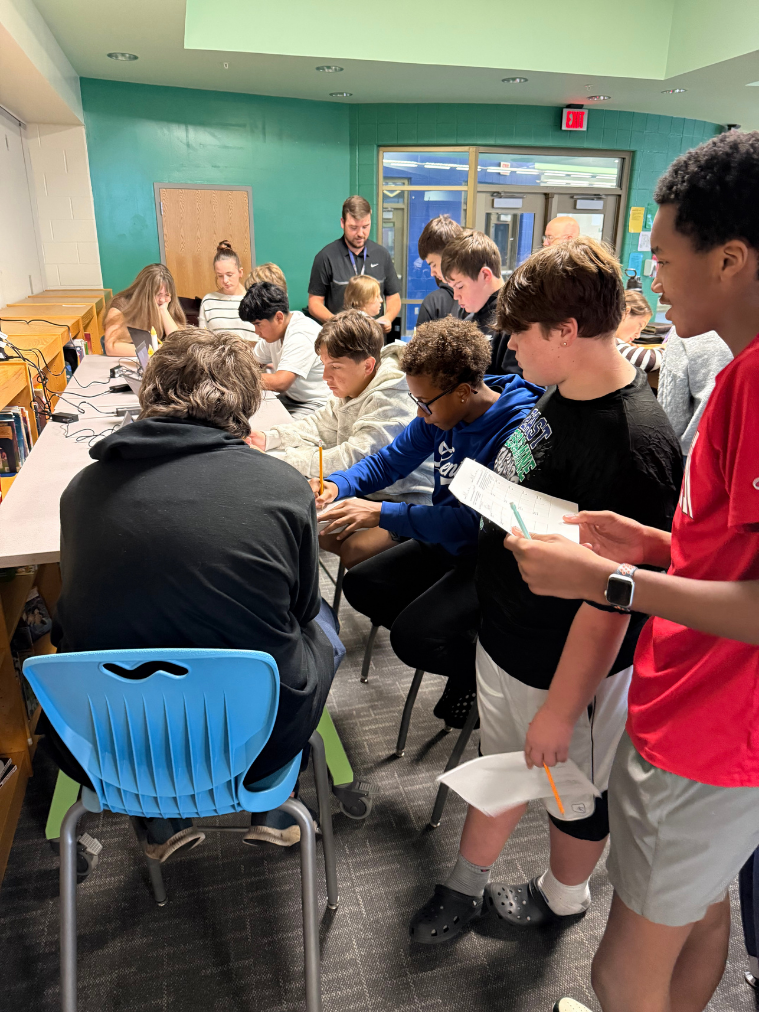 Mrs. Simpson, Mr. Warren, and Mr. Paulus' 8th grade classes teaming up to solve mysteries surrounding the Boston Massacre.