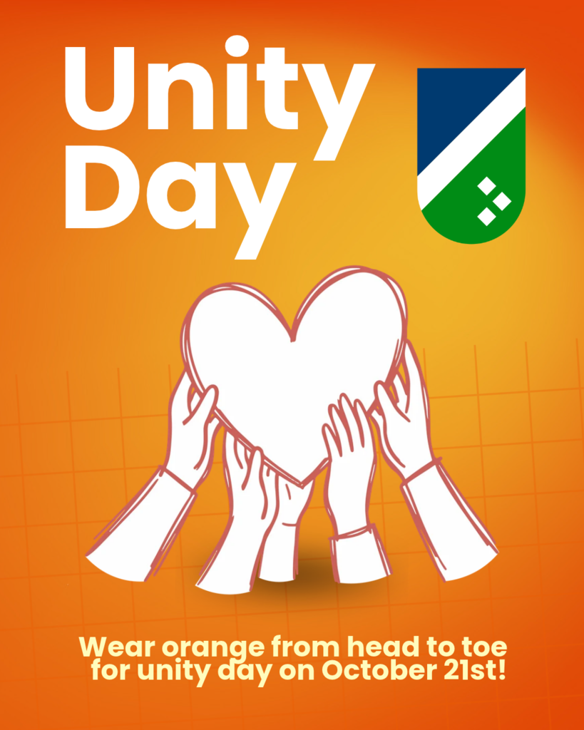 Unity Day flier, encouraging everyone to wear orang eon October 21st!
