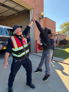 Mrs. Martin's class taking a visit to Station 3 to learn more about fire safety.