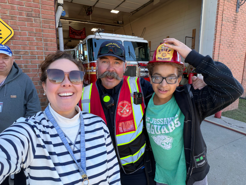 Mrs. Martin's class taking a visit to Station 3 to learn more about fire safety.