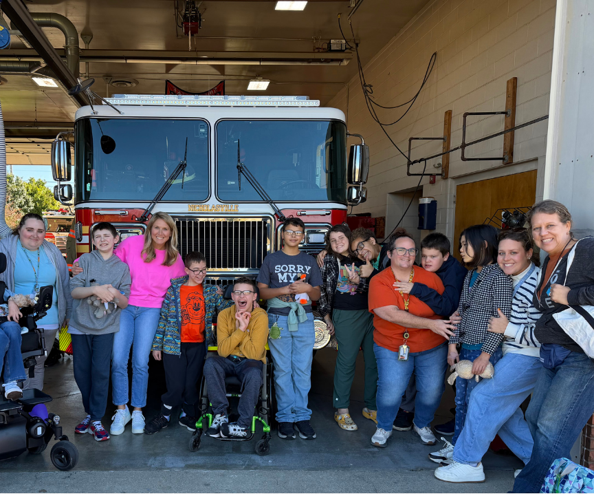 Mrs. Martin's class taking a visit to Station 3 to learn more about fire safety.