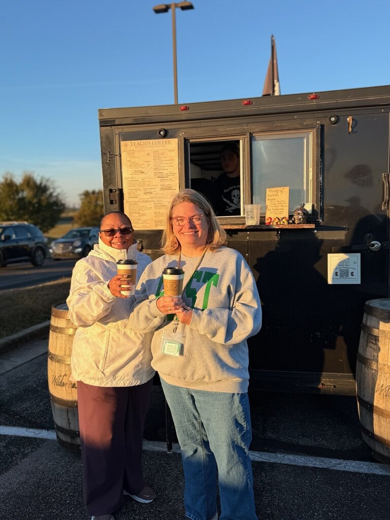 EJMS teachers enjoying coffees gifted by the community and supplied by Teach’s Coffee!