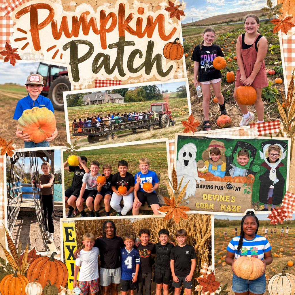 6th grade students enjoying their field trip to Devine's Pumpkin Patch.
