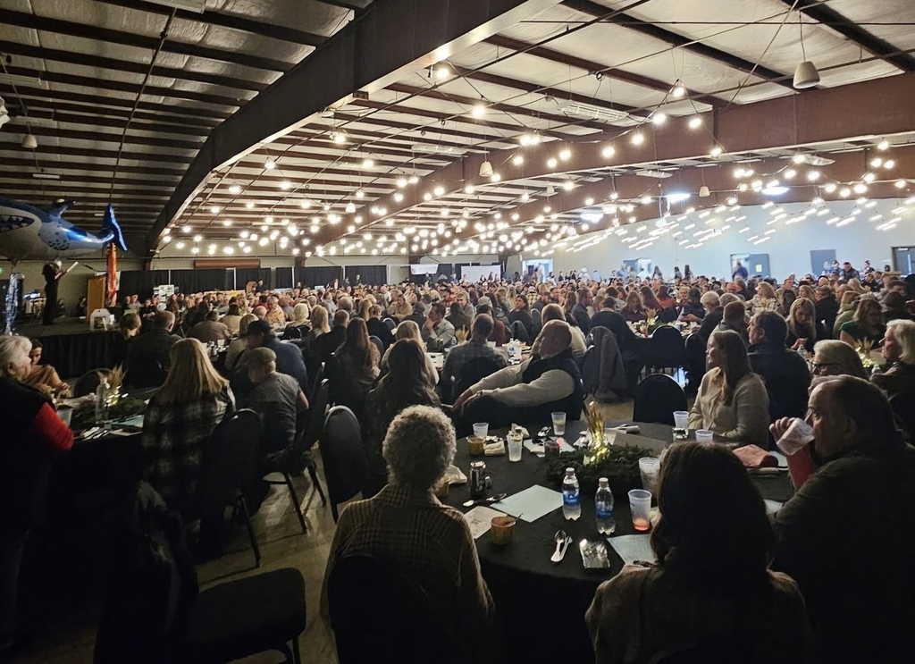 Crowd of people watching a speech.