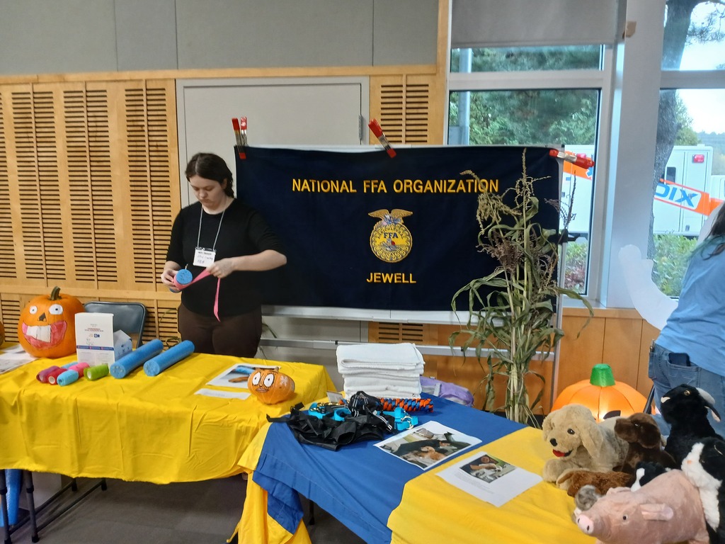 FFA Student setting up their booth at a Get Ready Fair.