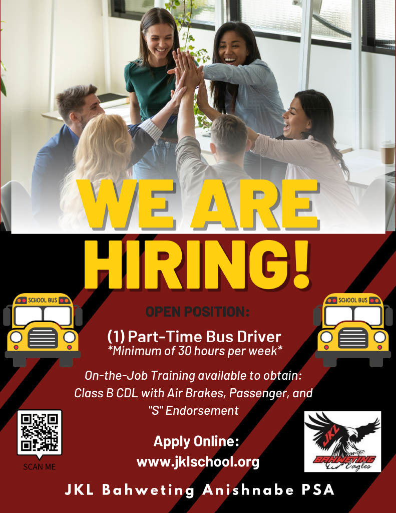 We are hiring! Part Time Bus Driver