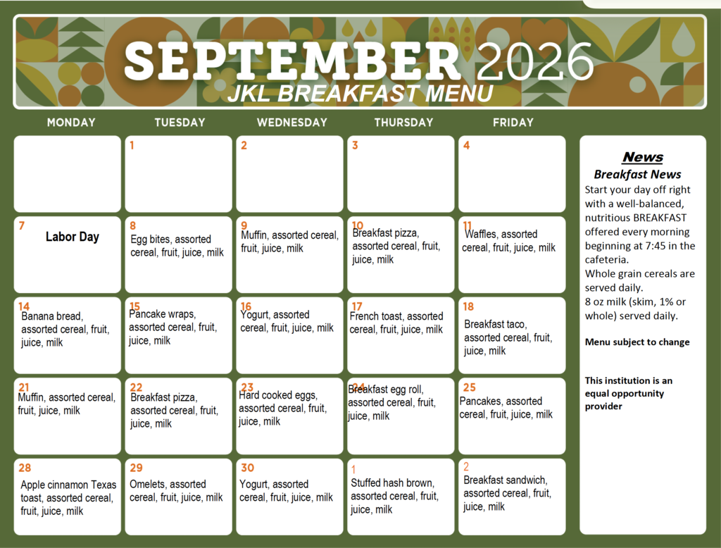 Sept Breakfast Menu
