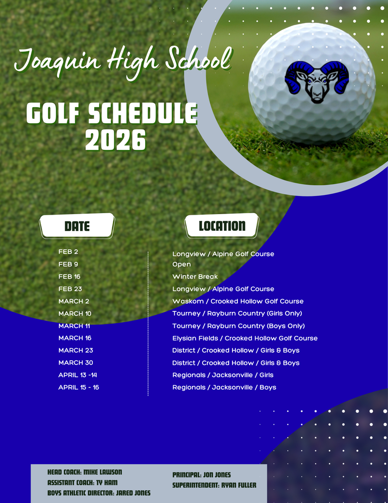 golf schedule