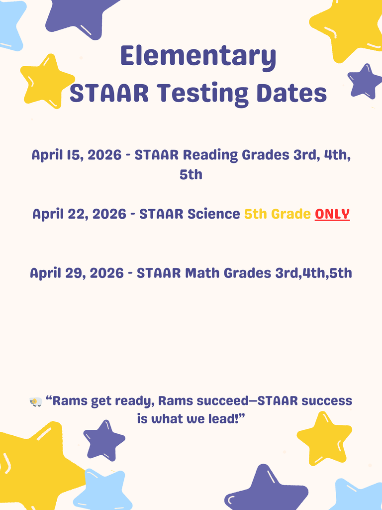 Elementary STAAR Testing Dates