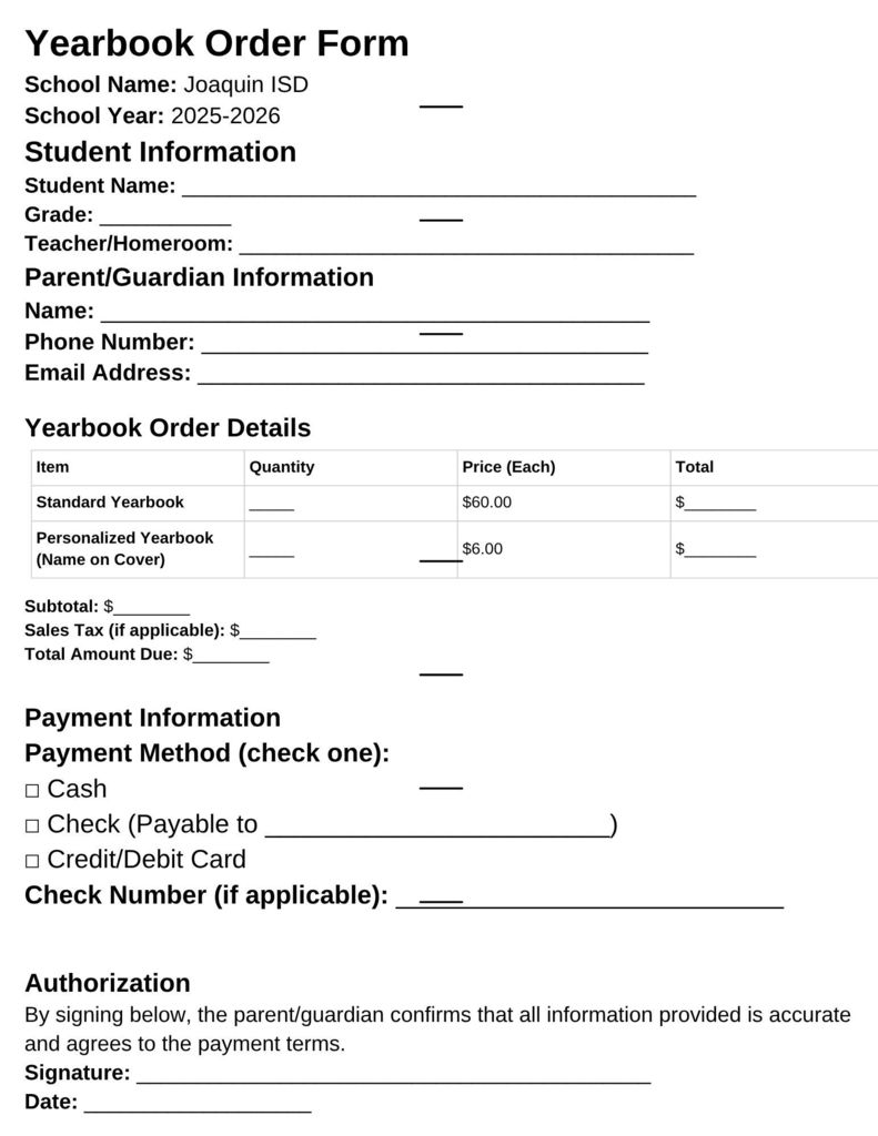 Order form