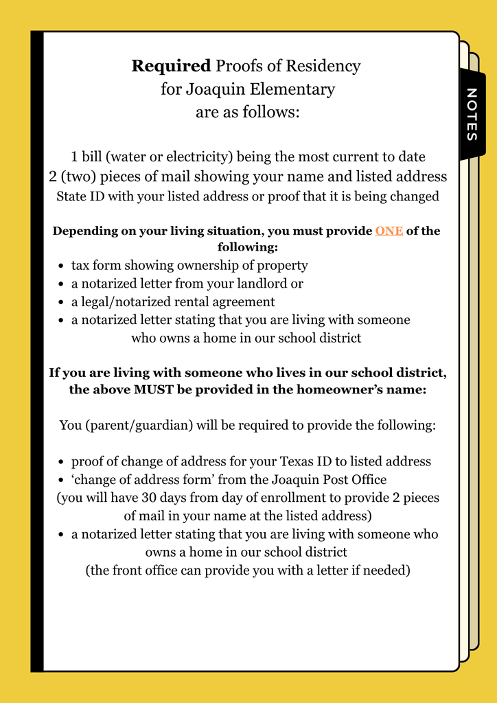 Proof Of Residency Information for Round Up! 