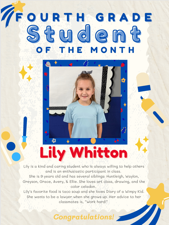 4th grade student of the month!
