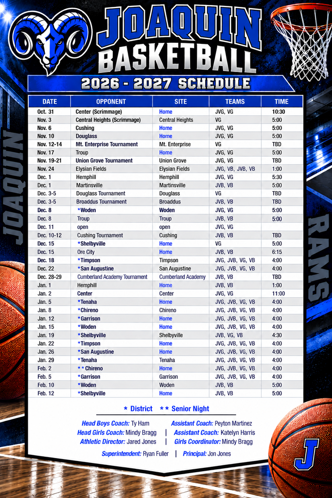 JV/Varsity Schedule 26-27
