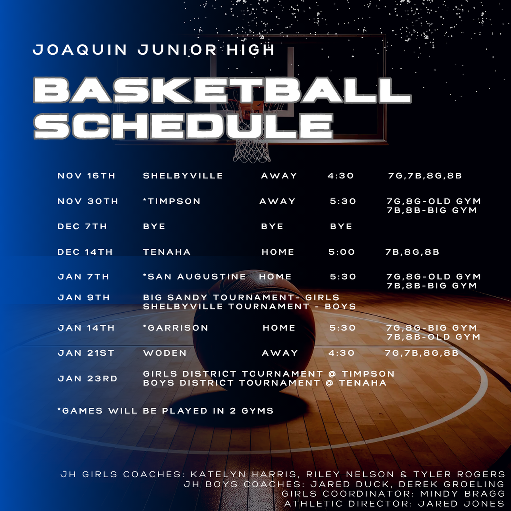 Jr High Schedule 26-27