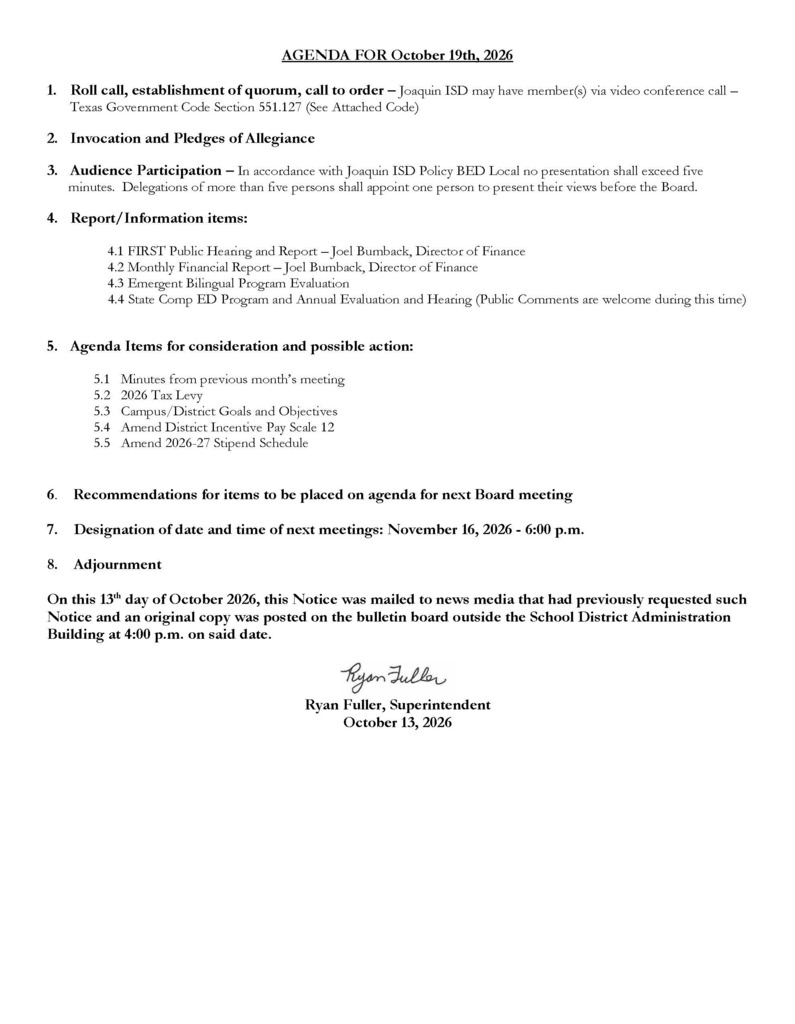 AGENDA