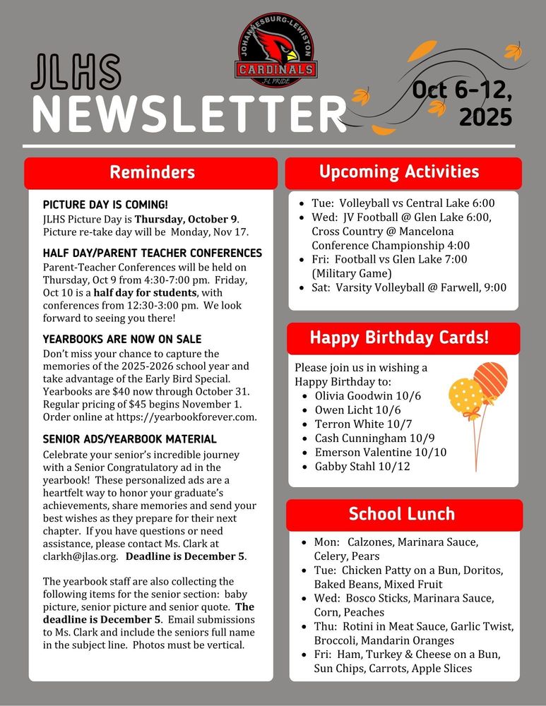 JLHS Weekly Newsletter