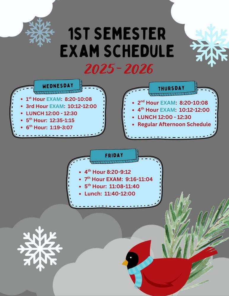 JLHS 1st Semester Exam Schedule