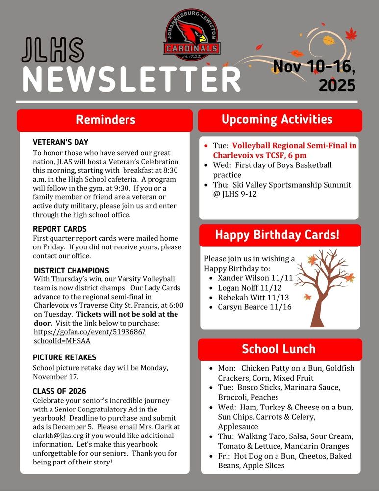 JLHS Weekly Newsletter