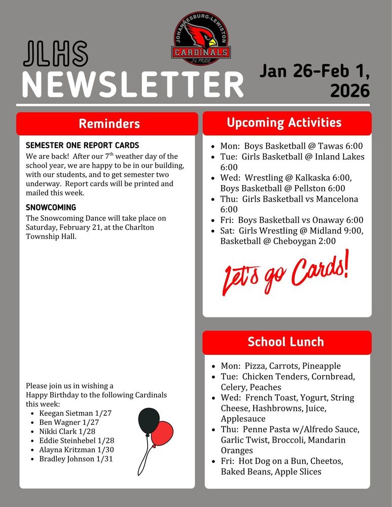 JLHS Weekly Newsletter
