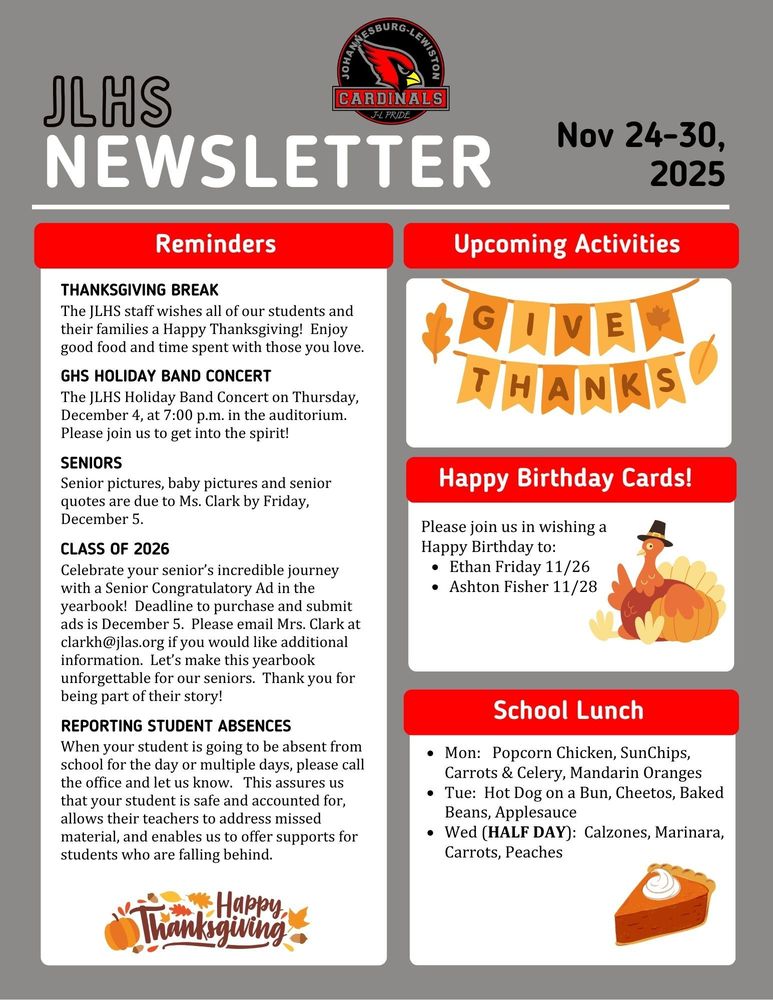 JLHS Weekly Newsletter