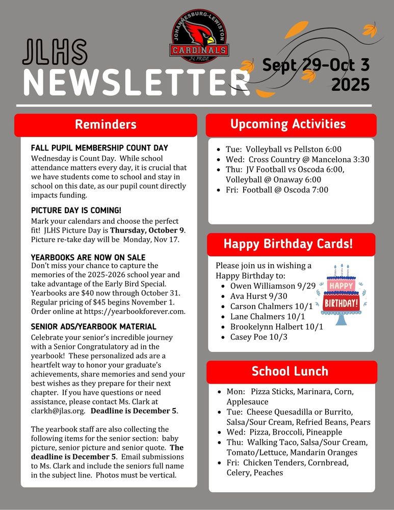 JLHS Weekly Newsletter