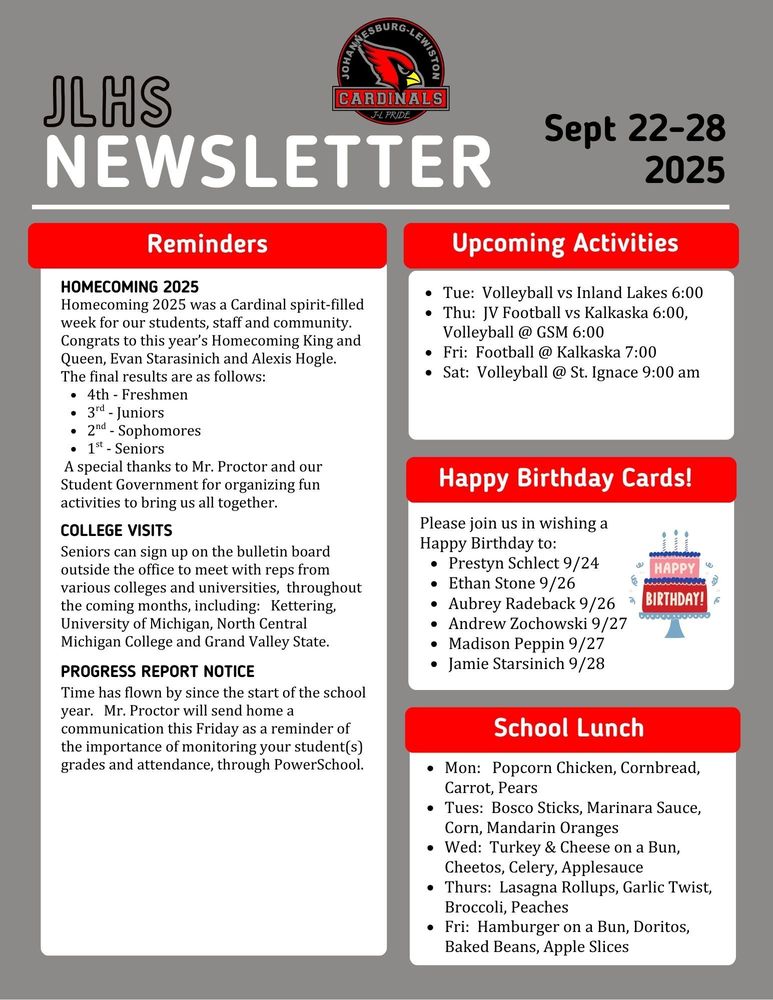 JLHS Weekly Newsletter