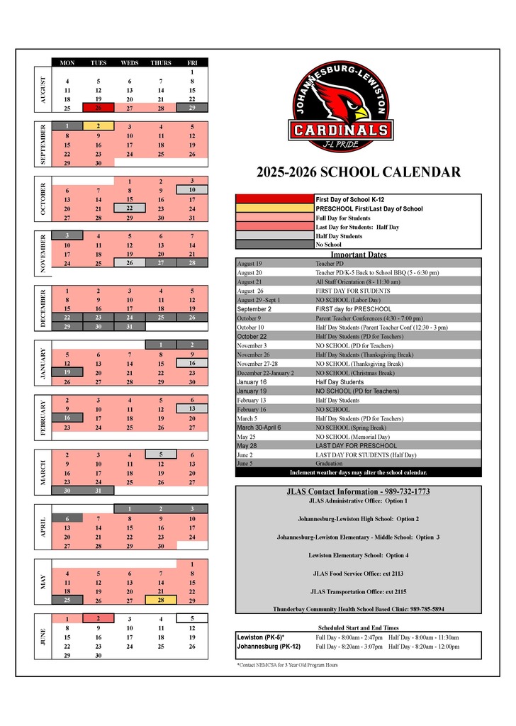 School calendar 8.14.25 update