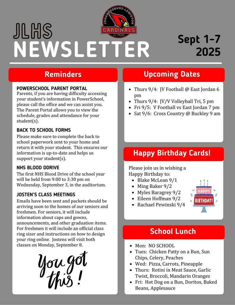 JLHS Weekly Newsletter