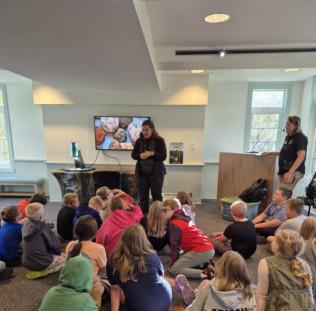 Staff at the Oden State park speak with our 4th grade students.
