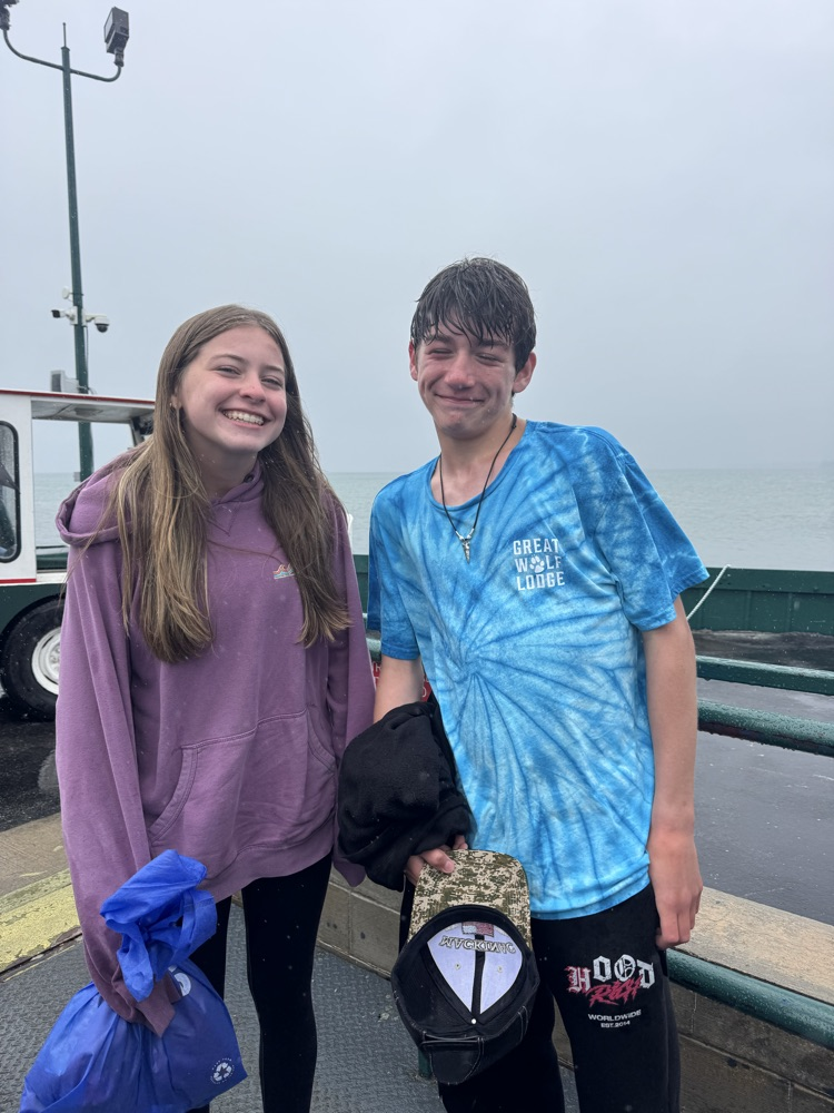 the twins. one rode in the top level of the ferry on the way back. Can you guess which one?