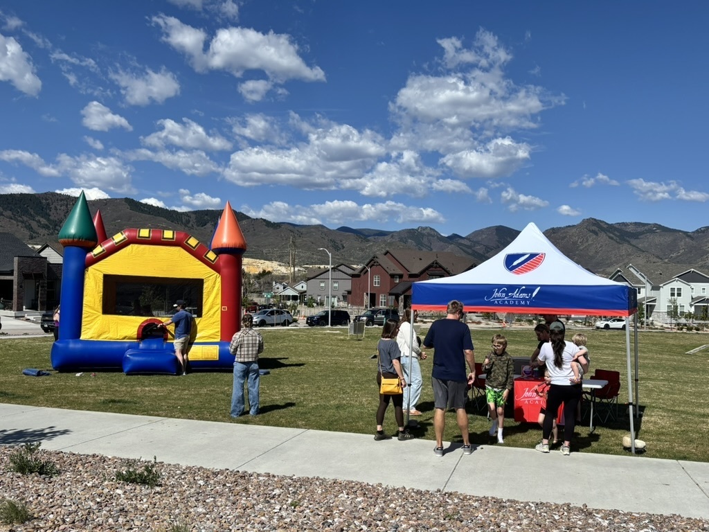 Bounce house and information tent.