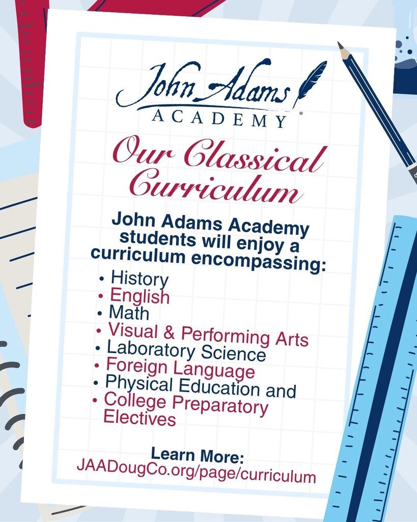 Graphic outlining the aspects of the John Adams Academy Curriculum