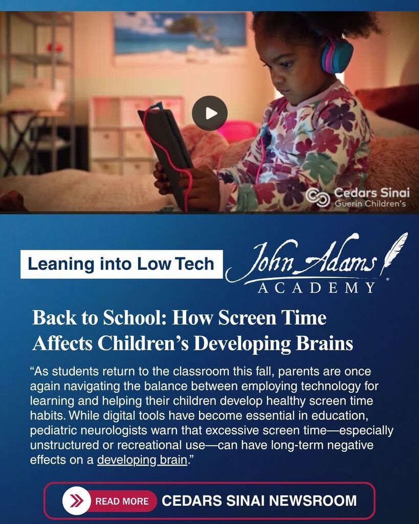 Link to an article about how screen time affects children's developing brains