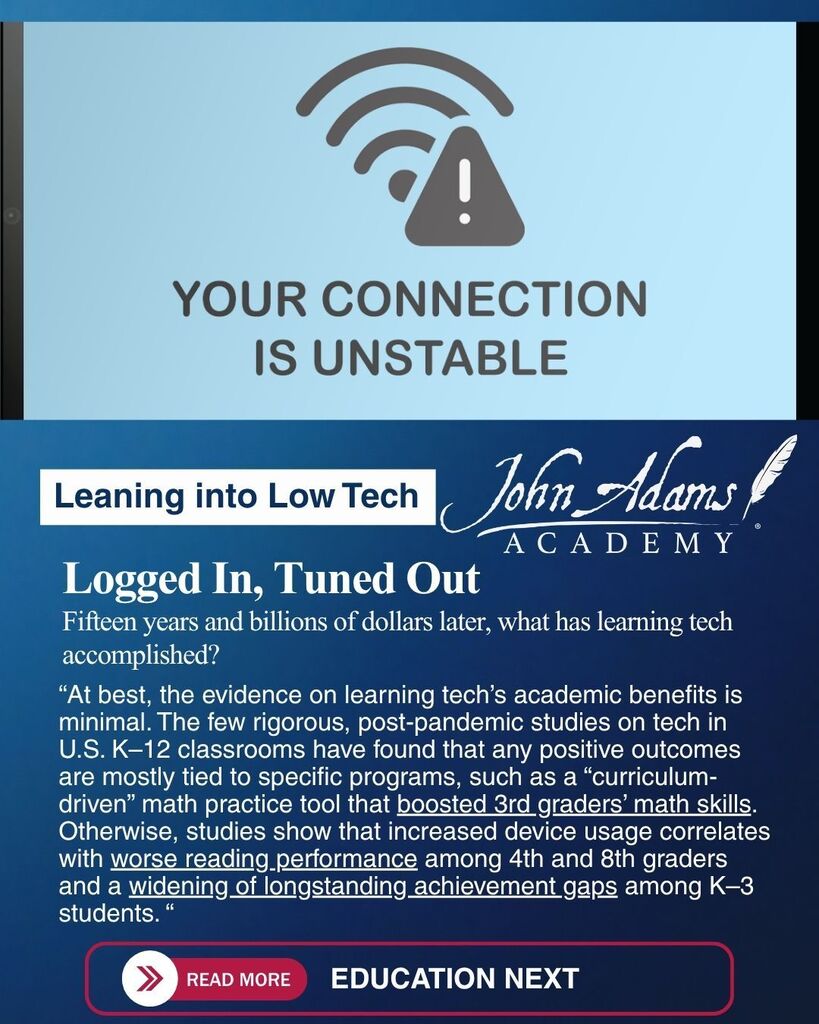 Low Tech: Introduction and Link to article about some of the limitations of learning tech