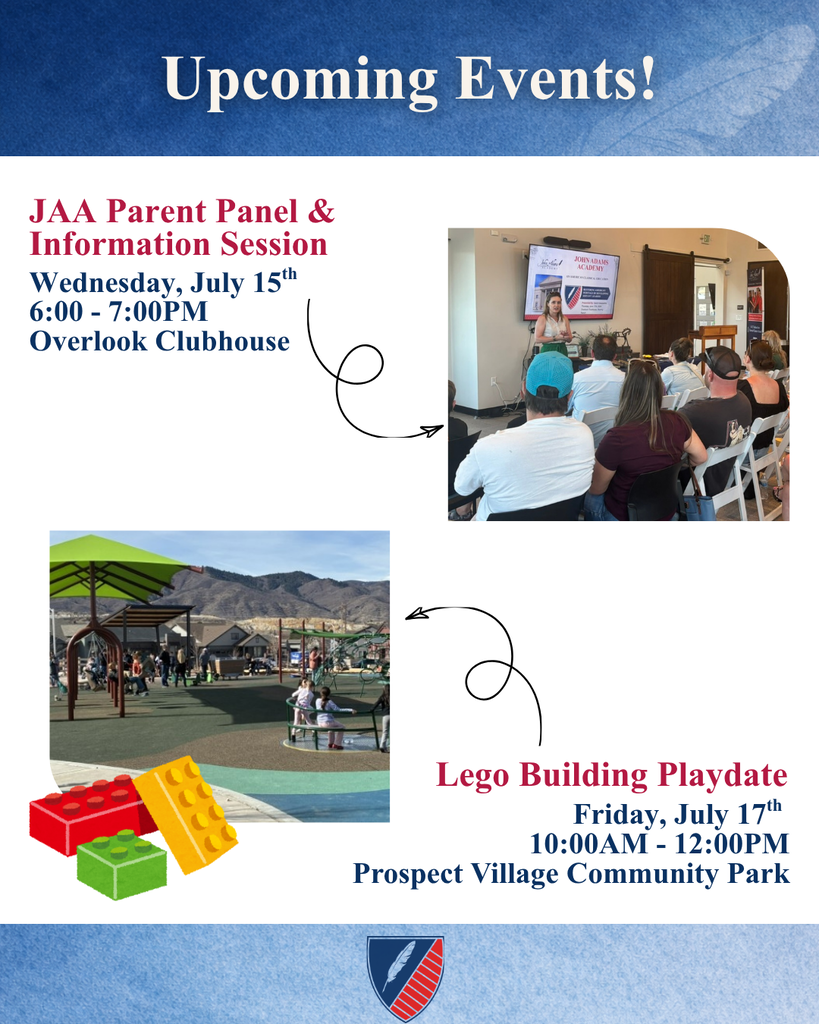 Ad for upcuming events, picture of info session, picture of prospect park with lego clip art.