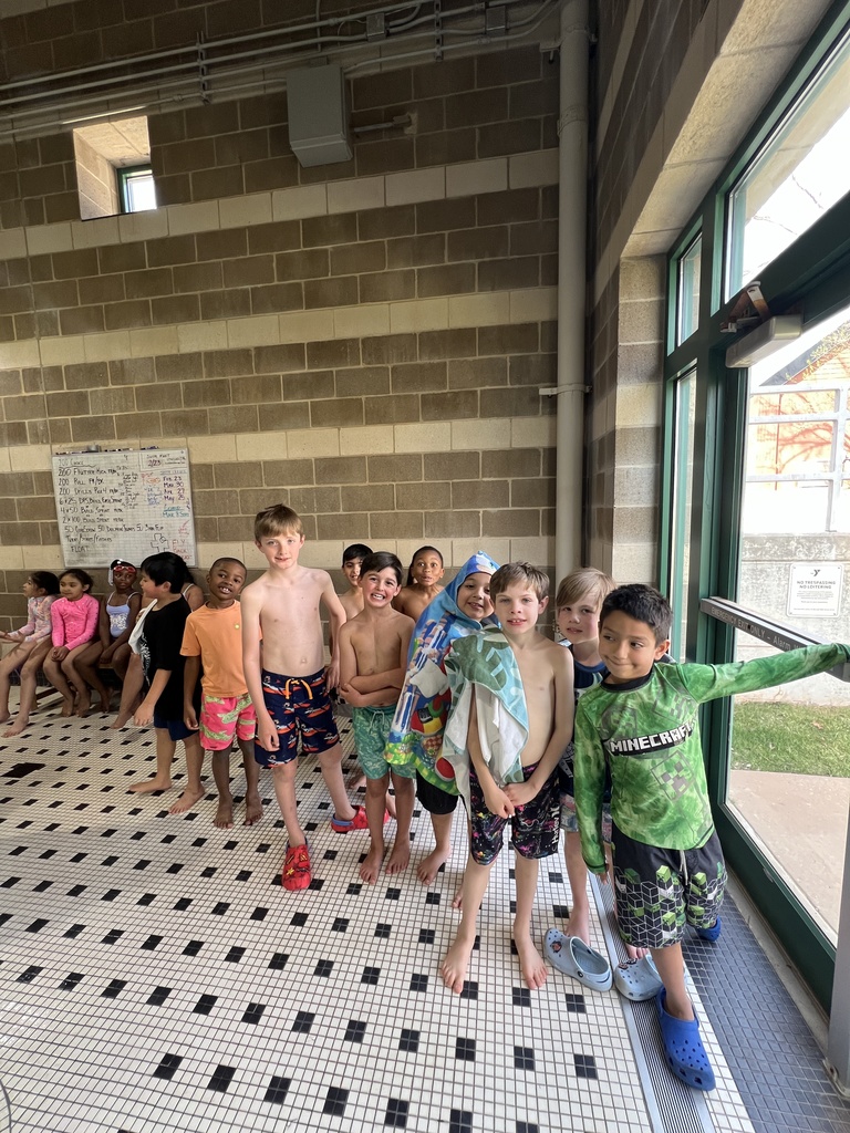 students in line at the pool