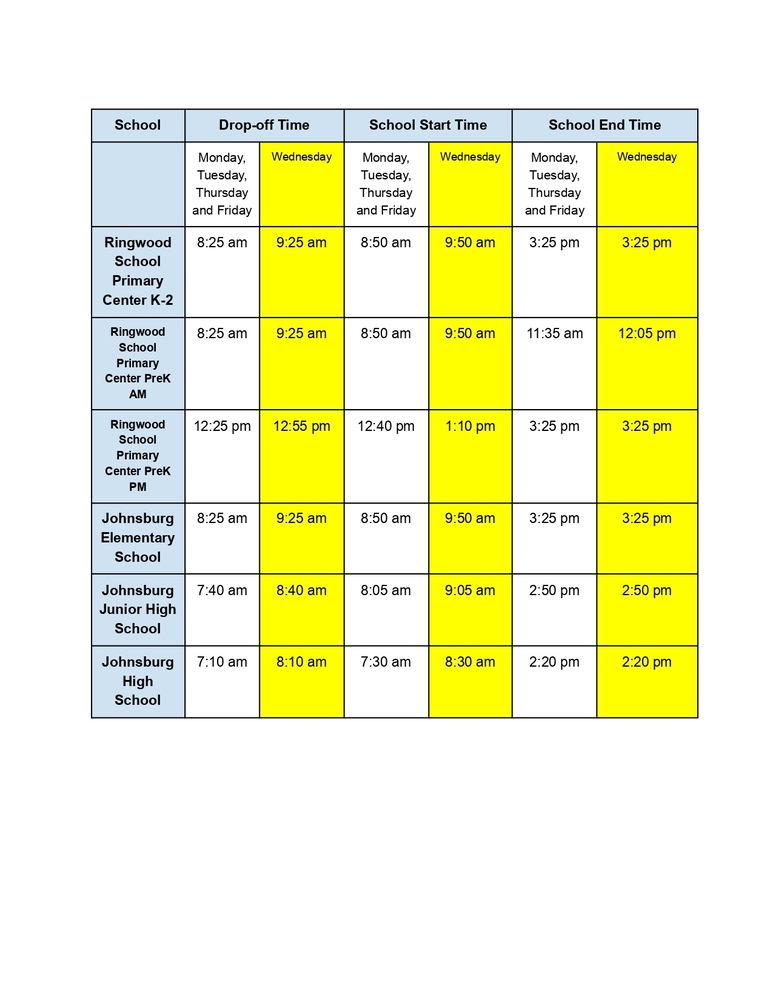 Updated Wednesdays Schedule