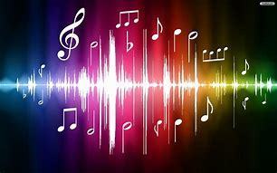 music notes and colored waves