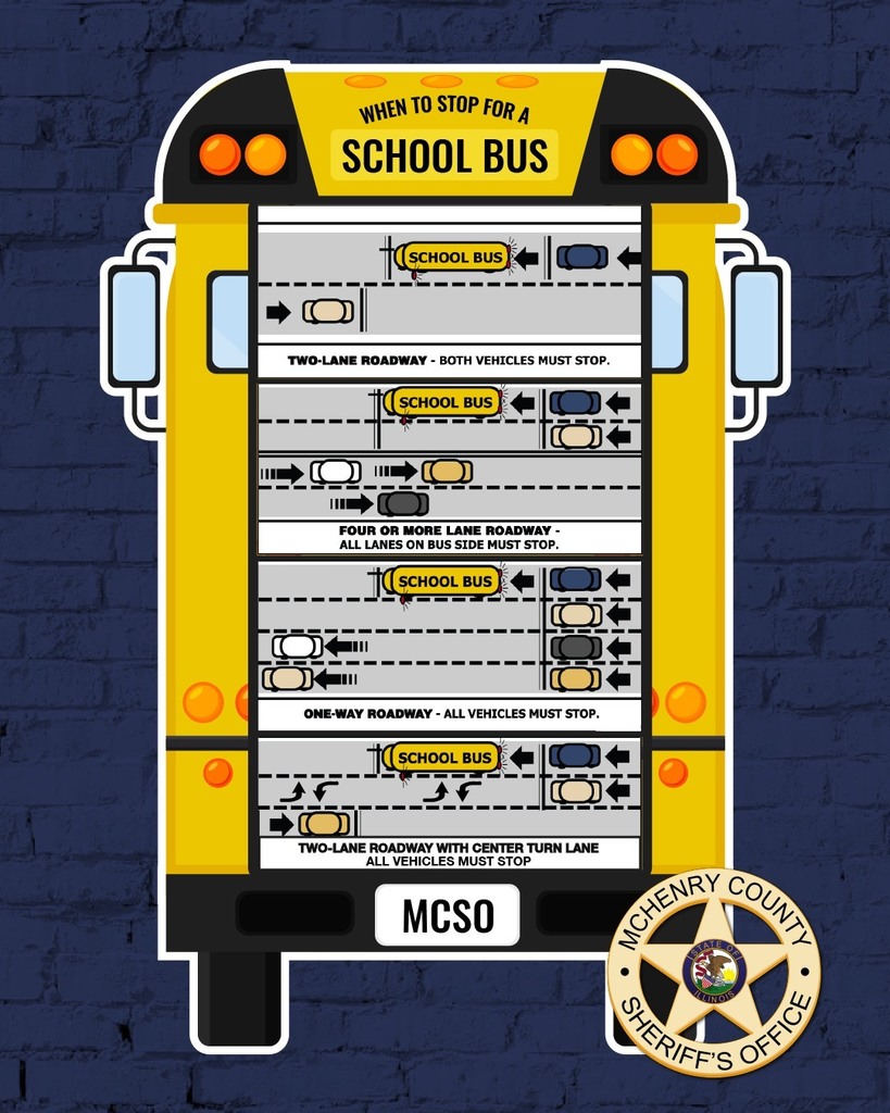 McHenry County Sheriff's department diagram on when to stop for school busses